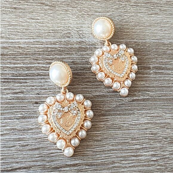 Vintage style heart earrings N340 - Picture 2 of 4